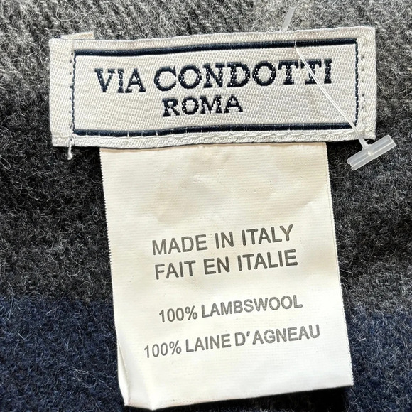 Via Condotti  Roma Made in Italy 100% Lambswool Plaid Scarf with Tassels - Picture 4 of 5